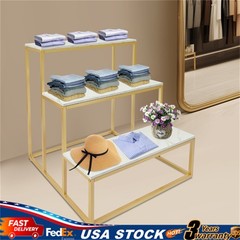 Gold+White 3-Tier Retail Table Display Rack for Bag Shoes Organizer Stand NEW