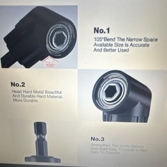 Hex Shank Drill Bit Adapter Set, 105° Right Angle, 1/4 3/8 1/2 Socket, Rotatable