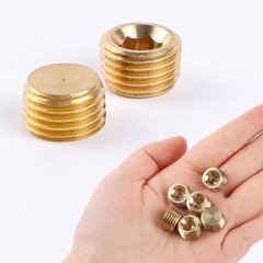 Brass 3/8″ NPT Male Pipe Plug Fitting Set – 10 PCS Hex Counter Sunk Plugs for Pi