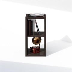 Pemberly Row 2-Cube Media Storage Organizer in Black Dark Oak