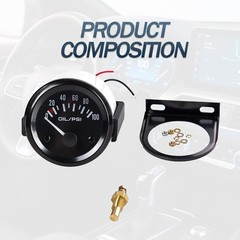 BESULEN Car 2″ 52mm Oil Pressure Gauge, 12V 0-100PSI Pointer Digital Oil Press P