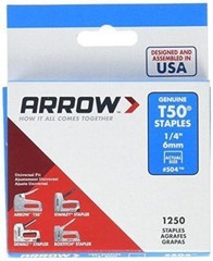 ARROW T50 GENUINE STAPLES 1/4-INCH 1250 PACK #504 BRAND NEW MADE IN USA 4479101