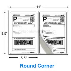 50-4000 Mailing Shipping Labels 8.5 x 5.5 Round Corner Half Sheet Self Adhesive