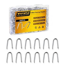 300 pcs Steel Wire Fencing Staples, Galvanized U-Shaped Fasteners Nails for Wire