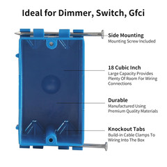 10-Pack Single Gang Electrical Box, New Work Box 1 Gang, Blue New Work Electrica