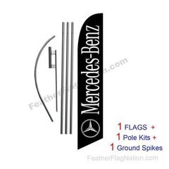Custom black Mercedes-Benz 15′ Feather Banner Swooper Flag Kit with pole+spike
