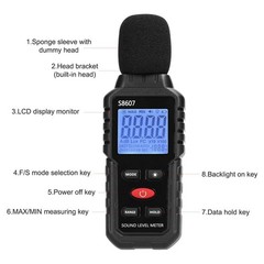 Sound Level Meter Decibel Tester 30-130dB A-Weighted Fast Slow Mode Max Min