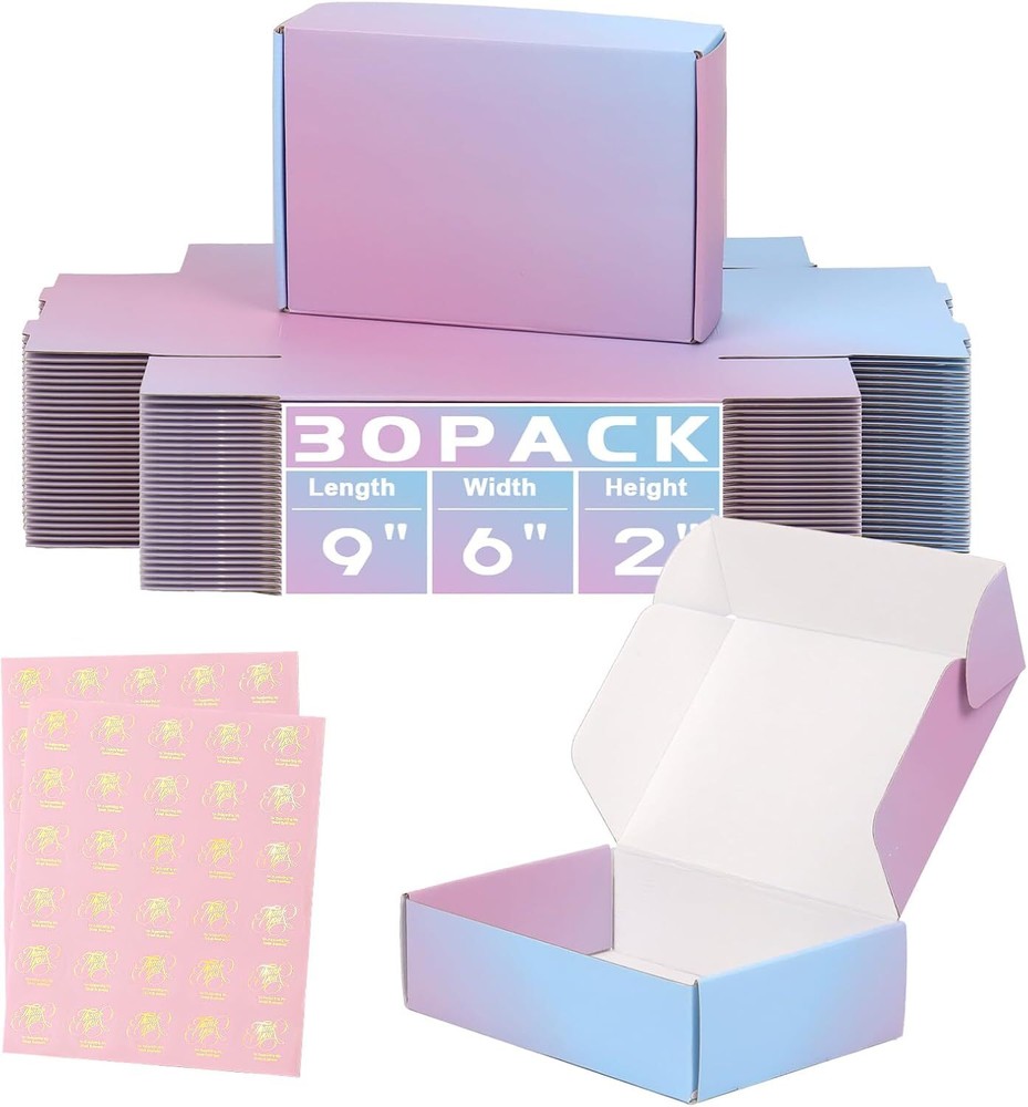 Paquete De 30 Cajas De Envio Moradas 9X6x2 Pulg Reciclables Y Resistentes