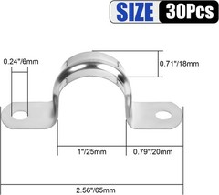 30 Pcs 1 Inch Stainless Steel Conduit Clamps 2 Hole Strap U Bracket Clips