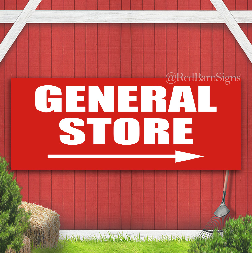 General Store Arrow Indoor Outdoor Banner Sign with grommets