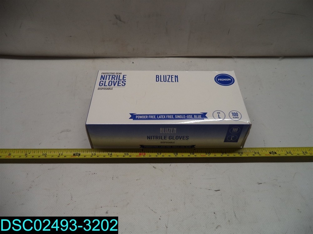 QTY=2000: (20 X 100) Bluzen Disposable Powder & Latex Free Nitrile Gloves Large