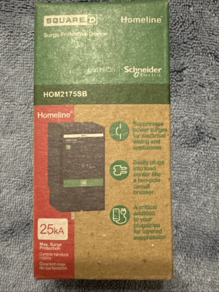 Square D HOM2175SB Homeline Surgebreaker 2-Pole 120/240 V 25kA Surge Protector