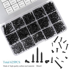 625Pcs Phillips Pan Head Self-Tapping Wood Screws, 14 Sizes Assortment Kit