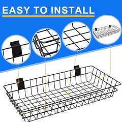 4 Pack Extra Large Slatwall Baskets, 24″ x 12″ x 4″ x x 4″, Black