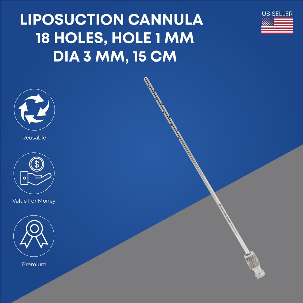Liposuction Cannulas 18 holes hole 1 mm Fat Transfer Dia 3 mm 15 cm