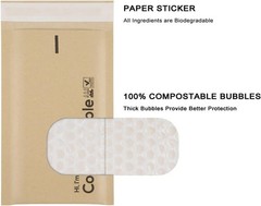 4×8 100% Biodegradable Bubble Mailers,25 Count Kraft Brown Compostable Padded…