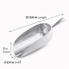 Choice 38 oz Aluminum Ice Scoop One-Piece Utility Scoop 12.75″ Handle Silver