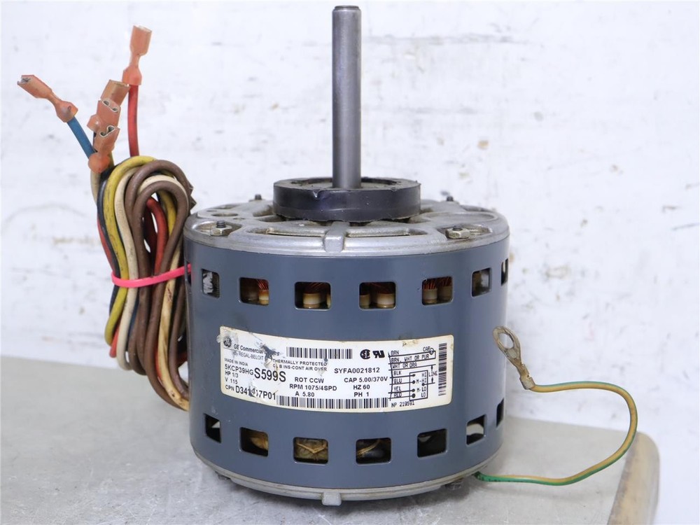 GE 5KCP39HGS599S Furnace Blower Motor 1/3HP 1075RPM 4SPD 1PH 115V D341417P01