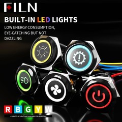 Latching Push Button Switch 19mm Blue LED 12V-24V 20A IP67 Waterproof 2 Pack