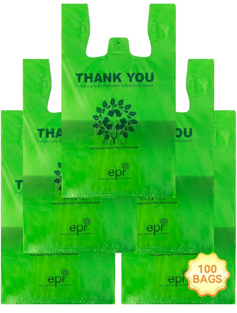 100 Count Recyclable Compostable 100% Biodegradable T-Shirt Bags | Eco-Friend…