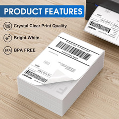 4″ X 6″ Direct Thermal Labels, 500 Fanfold Labels, for Shipping & Mailing, Perfo
