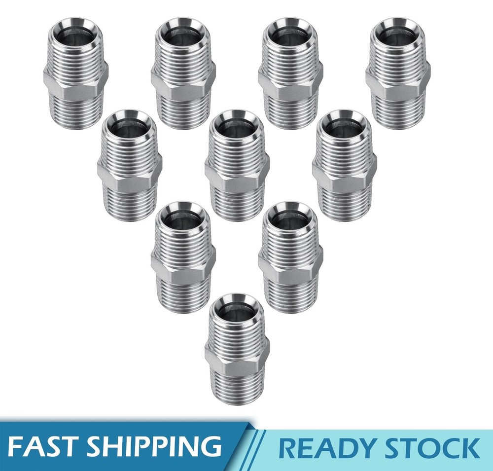 10 Upgraded Hydraulic Hose Adapter Fittings: 1/2″ NPTF Male x 1/2″ NPTF Male