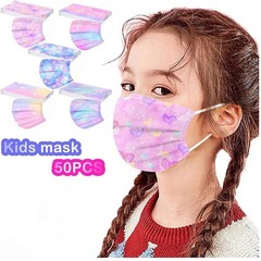 Xesakesi 50 Pack Kids Disposable Face 50 Count (Pack of 1), Multicolor