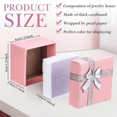 72 Pcs Ring Boxes Bulk Cardboard Jewelry Gift Box with Ribbon Bow 1.6 x1.6 x1.1″