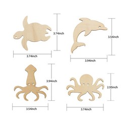 Newbested 48 Pack Unfinished Wooden Ocean Sea Animal 4.72″ x 1.97″/12cm x 5cm