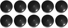 1/2” (12.7 mm) Outer Diameter Flexible Plastic Hole Plugs, Round Black Metal Tub