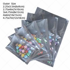 Multiple Colors & Sizes Clear Front Glossy Back Foil Mylar Open Top Pouch Bag