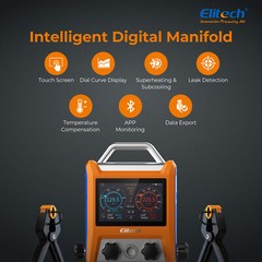 Used Elitech EMG-40V Digital Manifold Kit 4 Valves Pressure HVAC Gauge Vacuum