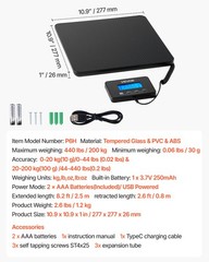 VEVOR 440 lbs Digital Postal Scale 0.35 oz/3.5 oz Dual Accuracy Shipping Scale