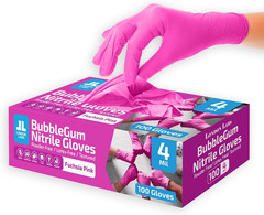 4 Mil – Fuchsia Pink Nitrile Gloves – Disposable Latex Free & Powder Free– Chemi