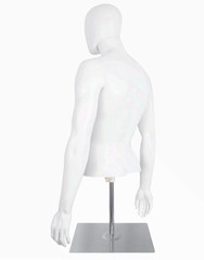 Male Half Body Mannequin with Adjustable Metal Stand for Retail Display, White