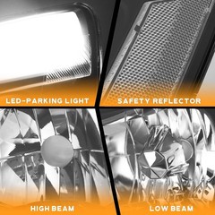 Headlights 2003-2007 Honda Accord Coupe Sedan Chrome Amber Reflector Pair