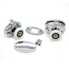 Set of 4 New Oval Singel Wheel Shower Door 23 millimeters, Silver Chrome