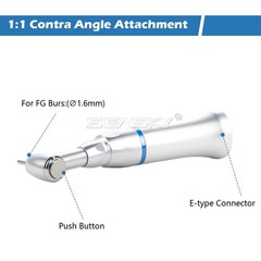 10 Dental Low Speed Handpiece 1:1 Contra Angle Push Button fit FG 1.6mm Burs USA