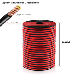 10 Gauge Wire 100FT, 2 Conductors Electrical Wire Red Black Cable, Flexible/