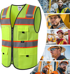 Safety Vest for Men Women Hi Vis Relfective Vest with Pockets High