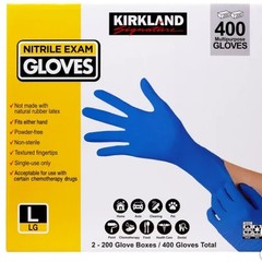 Kirkland Signature Nitrile Exam Gloves 400 Count Small Medium Large Blue Gloves