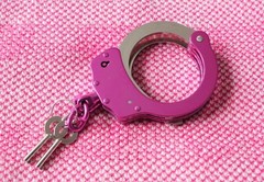 Pink and Silver 2 Tone Professional Grade Double Locking Steel Handcuffs W/ Keys