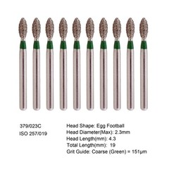 Dental Diamond Burs FG 368/023C 379/023C Football Egg Coarse Fine For High Speed