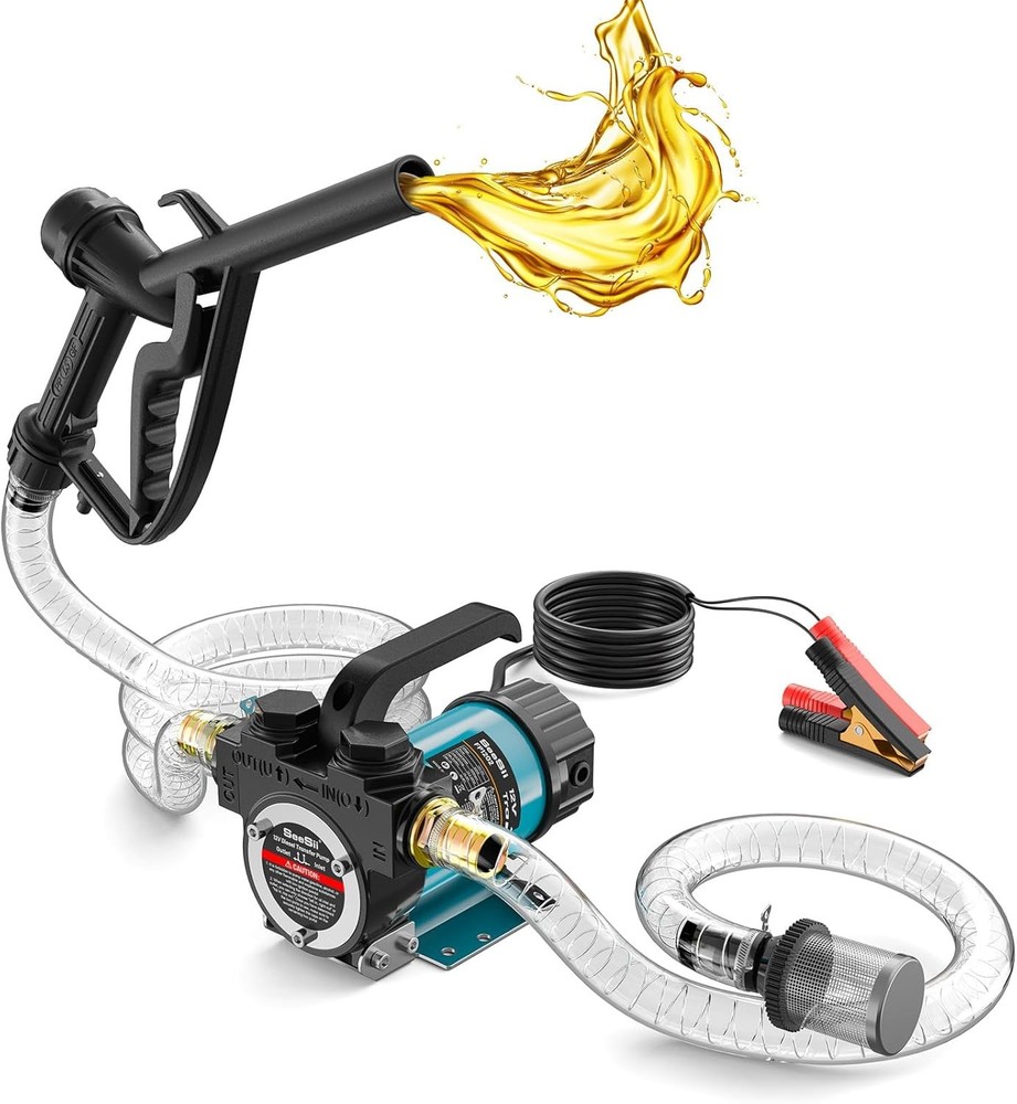 200W Fuel Transfer Pump Electric Diesel Kerosene Pump 12V 13GPM Nozzle Hoses