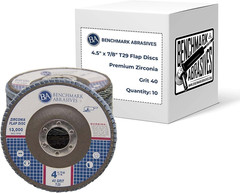 Benchmark Abrasives 4.5″ x 7/8″ Premium Zirconia T29 Angled Flap Discs 4 1/2 for