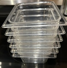 6 Each True Clear Food Pan 1/6 Size 4” Deep NSF Commercial Prep Polycarbonate