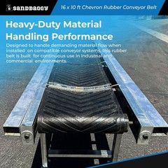 16″x10ft Chevron Rubber Conveyor Belt | Heavy-Duty Replacement Belt – Sandbaggy