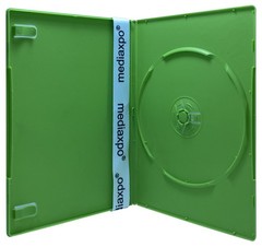 25 SLIM Solid Green Color Single DVD Cases 7MM & 100 OPP Bags