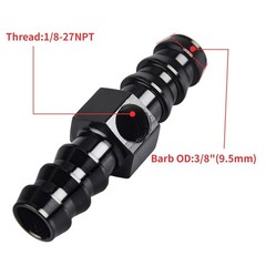 3/8″ Barb Inline Fuel Pressure Gauge Fitting Adapter with 1/8 NPT Plug Fitting