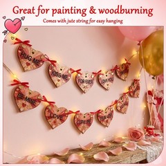 Blulu 100 Pcs Valentine Heart Unfinished Wooden Ornaments 2 in, Natural
